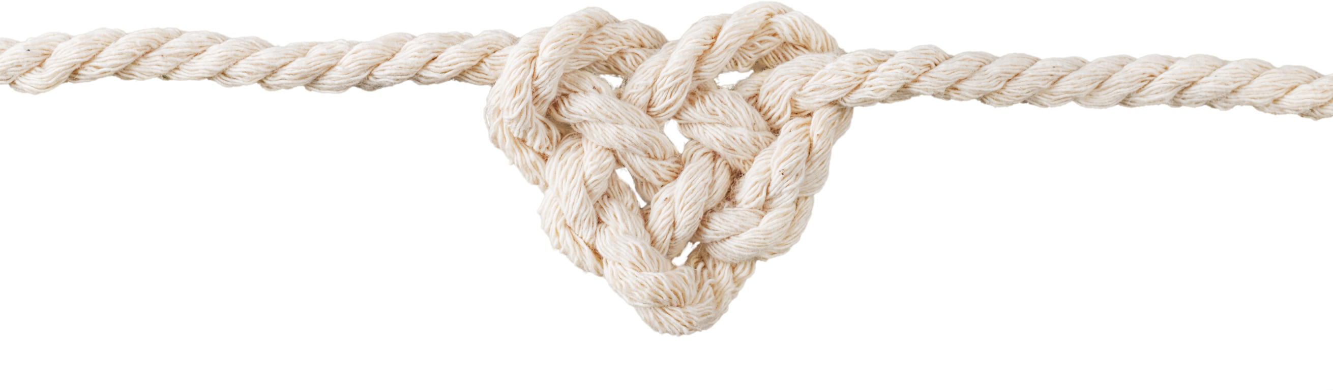 White Rope in Heart Shape Knot on Background. Love Concept.